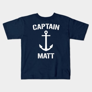 Nautical Captain Matt Personalized Boat Anchor Kids T-Shirt